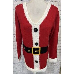 Tiara International Christmas Collection Santa Tunic Women's Sweater Size Large